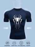 Fashion Printed Athletic Muscle Fit T-Shirt Men's Breathable Compression T-Shirt Comfy Top For Summer Sport