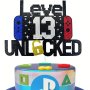 Level 13/9/10/11/12/13/14 Unlocked Birthday Cake Topper Gaming Theme Paper Decoration No Electricity Or Feathers Required For Party Supplies