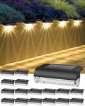 Herzila 16 Pack Solar Deck Lights Outdoor Solar Step Lights LED Solar Lights For Outdoor Stairs 3000K Warm White Auto Dusk-to-da