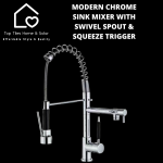 Modern Chrome Sink Mixer With Swivel Spout & Squeeze Trigger