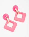 Goldair Gold Pink Diamond Shaped Link Earrings