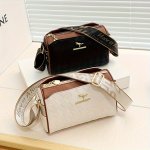 Elegant Geometric Faux Leather Shoulder Bags For Women With Adjustable Strap Lightweight Multi-compartment Zippered Crossbody Bo