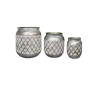 G30-7-4 3-PIECE Vintage Metal Planter Pots Set Silver Decor