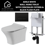 Adele White Wall Hung Toilet With Concealed Cistern & Black Flush Plate