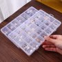 28-Grid Clear Plastic Jewelry Organizer Box - Multipurpose Contemporary Buckle Closure - No-Electricity Needed Home & Travel Use Jewelry Storage For Earrings Rings Accessories