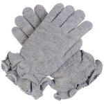 Byos Womens Winter Cozy Warm Fleece Lined Fashion Gloves Silver Grey Ruffle Cuff