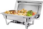 Chafing Dish Stainless Chafer With 6 Full Size Pans Rectangle Catering Warmer Server With Lid 10 L Single Pan
