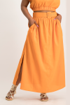 Palesa Linen Midi Skirt - Orange - L