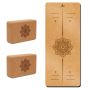 5MM Cork Yoga Mat & 2 Pack Yoga Blocks Non Slip Natural Fitness Pilates Set
