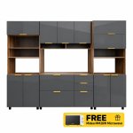 Modern Kitchen Set Grey + Walnut MW960