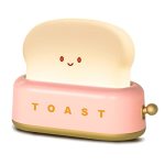Qanyi Cute Desk Decor Toaster Lamp Kawaii LED Toast Bread Night Light Rechargeable And Portable Light With Timer Christmas Gifts
