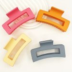 4PCS Solid Color Matted Large Hollow Out Hair Grab Clips Rectangular Hair Claw Clips For Women And Daily Use Wear
