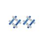 Women's Two-tone 925 Silver Cz Earrings Blue Geometric Studs