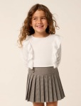 Mara Girls Pleated Skirt - 7-8 Yrs Mocha MINI Check