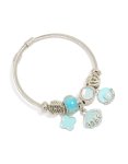 Silver Blue Ocean & Flower Charm Bracelet