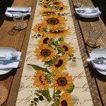 1PC Table Runner Fall Sunflower Table Runner Oil And Stain Resistant Tablecloth Vintage Spring Summer Floral Home Kitchen Dining