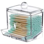 1PC Cotton Swab Holder Cotton Ball Dispenser Organizer Clear Bathroom Storage Containers