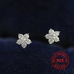 925 Sterling Silver Stud Earrings With Cubic Zirconia Inlaid Flower Elegant Tiny Earrings Accessories For Women Fashion Jewelry