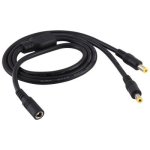5.5 X 2.5MM 1 To 2 Female To Male Plug Dc Power Splitter Adapter Power Cable Cable Length: 70CM Black