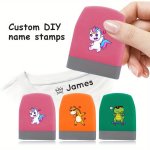 1PC Custom Diy Cartoon Name Stamp Washable Colorfast Ink Self-inking Personalized Signature Seal For Clothing & School Supplies