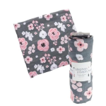 Stephen Joseph Muslin Blankets Individual Charcoal Flower