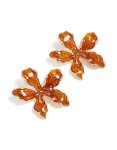 Goldair Gold Orange Flower Stud Earrings