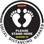 Tork Craft Covid 19 - 400MM Round Social Distancing Graphic - Black Feet Here Please
