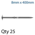 Torx T40 Timber Cs Screw 8.0X400MM X25-BOX Washer Head