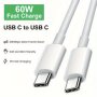 60W Pd Fast Charging USB Type C To Type C Cable For Iphone 15 Samsung USB C Fast Charger For Macbook Data Sync Cable