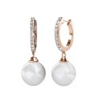 DESTINY Elsie Pearl Earrings With Crystals From Swarovski - Rose Gold