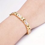 1PC Magnetic Inlaid Faux Diamond Bracelet For Men Women