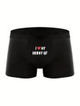 I Love You Print Men's Fashion Graphic Boxer Briefs Shorts Thin Breathable Soft Comfy Boxer Trunks Men's Novelty Funny Underwear