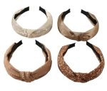 4-PIECE Women's Top Knotted Headband Set - Daisy Floral & Earthy Tones