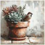 Stretched Canvas Succulent Sparrow