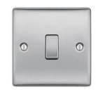 Bg Electrical NBS12-01 Single Light Switch Brushed Steel 2-WAY 16AX