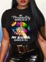 Butterflies & Lips Print T-Shirt Short Sleeve Crew Neck Casual Top For Spring & Summer Women's Clothing