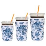 Xumbtvs 3 Pack Reusable Iced Coffee Sleeves - Insulator Neoprene Sleeve For Cold Beverages Fashion Patterned Iced Coffee Cup Hol