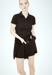 Collared Ribbed Dress - Black