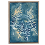 Botany Blue 1 Art Print - A4 Framed Canvas With Natural Wood Frame