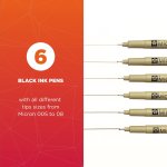 Micron Fine Line Pen Archival Black Fountain Pen Writing Drawing Or Journal Pen Various Nib Sizes 6PCS PACK