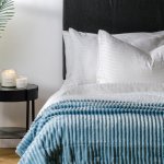 Ribbed Sherpa Fleece Blanket Duck Egg - 200X230CM