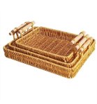 3 Piece Woven Imitation Rattan Square Serving Tray