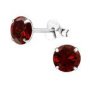 Jenna-lee 925 Sterling Silver Birthstone Jan-dec Cz Earrings Size: 6MM - January Cz Red Garnet