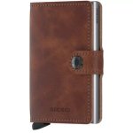 Miniwallet Vintage Cognac Leather Silver