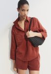 Popover Muslin Shirt - Rust Red