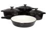 Authentic 7 Piece Cast Iron Dutch Oven Cookware Pot Set - Black