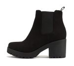 Soda Top Shoes Jaber Ankle Boot W Lug Sole Elastic Gore And Chunky Heel Black Imitation Suede 7