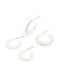 Silver Twisted & Diamante Hoop Earrings 2-PACK