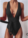 Wrap Around Swimsuit - Black - Large