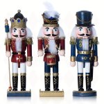 Classic Wood Nutcracker Collectible Figurines - 25CM Vintage Handcrafted Christmas Ornaments Anime Themed Decor For Various Room